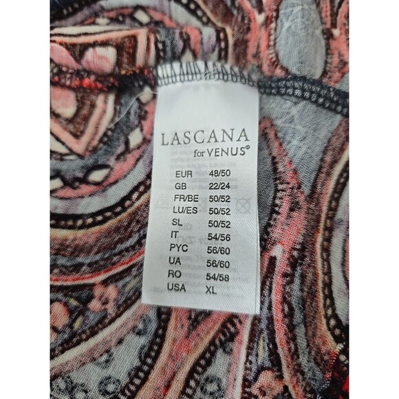 Lascana for Venus Paisley Tank Top Red Navy Sleeveless Keyhole Neck Boho Summer - Picture 9 of 11